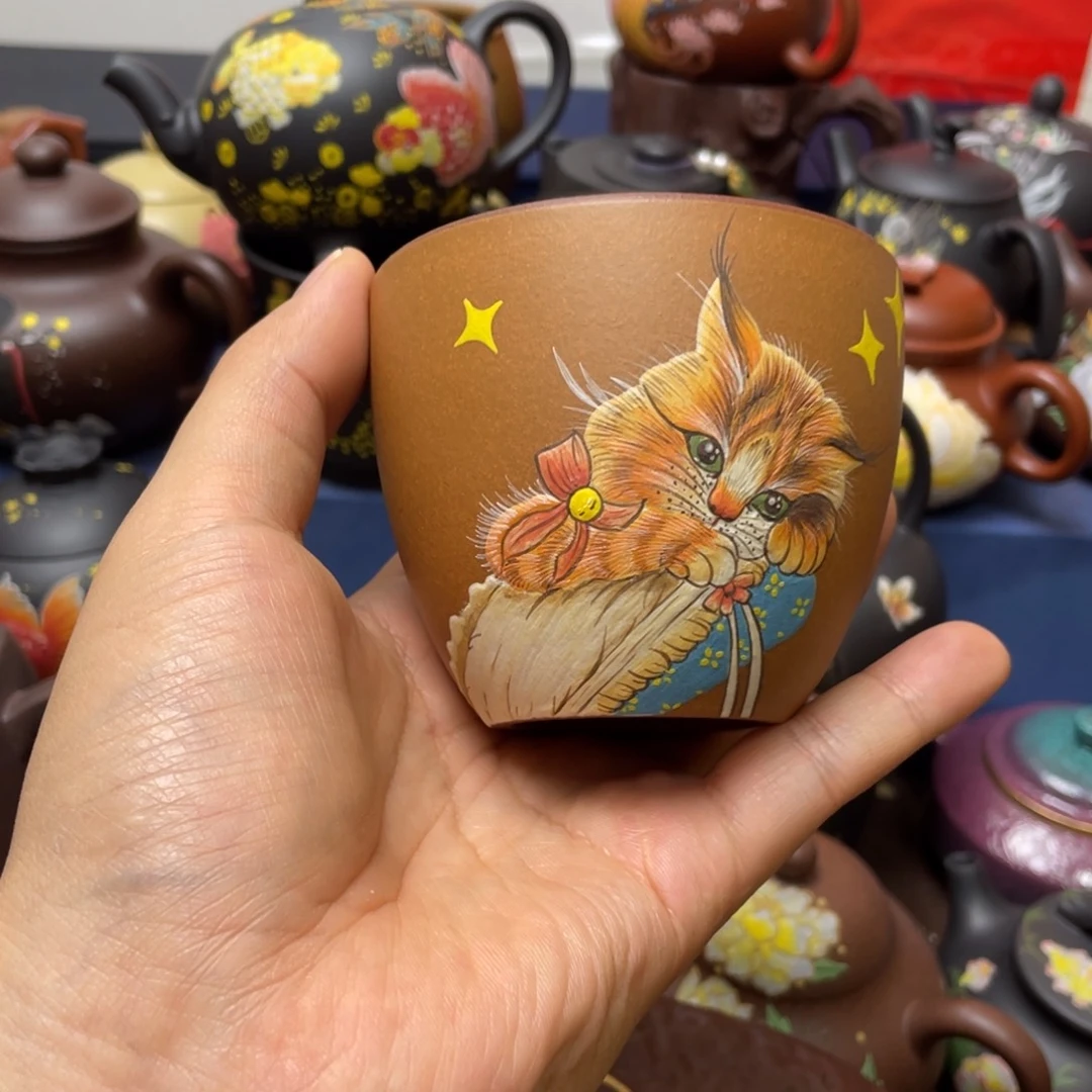 茶杯红泥紫砂主人杯160cc