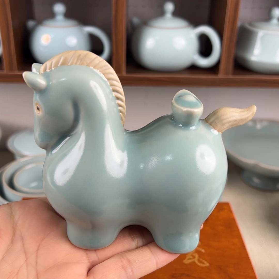摆件瓷仿古釉茶宠摆件小唐马