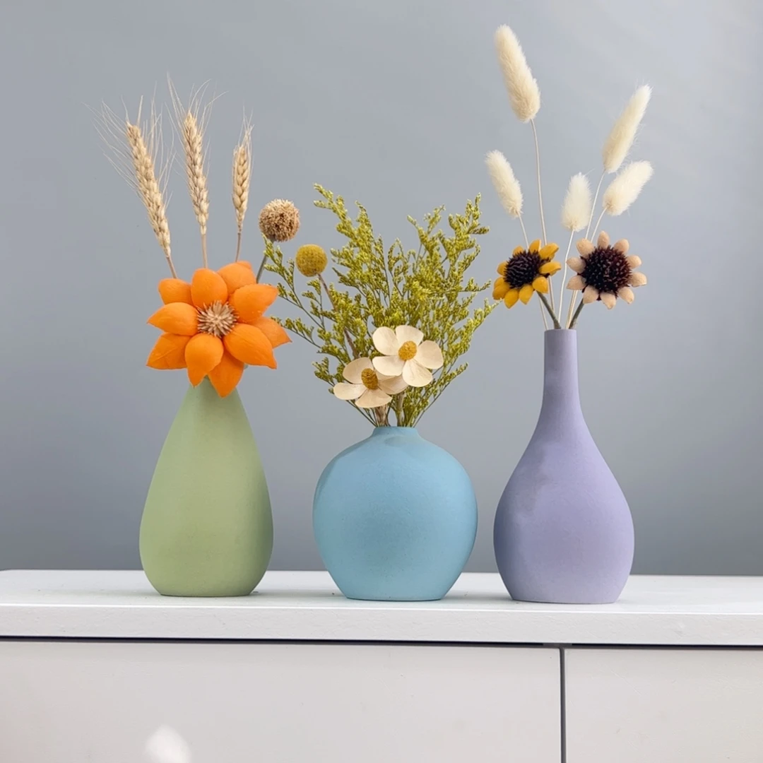 陶瓷花瓶陶瓷花瓶摆件含花总高约20-30cm