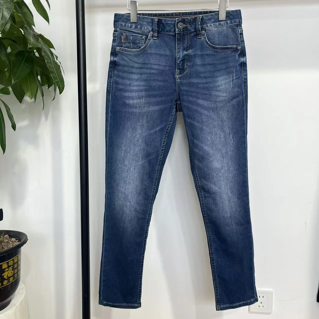 P-19 潮牌秋季男士蓝色水洗简约休闲牛仔裤 12241