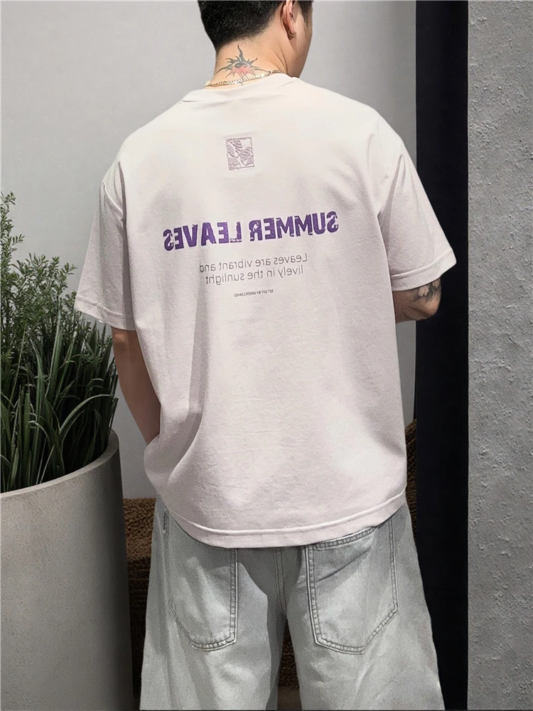 夏季新款简约图案绣花凉感透气短袖男百搭个性圆领套头T恤舒适帅