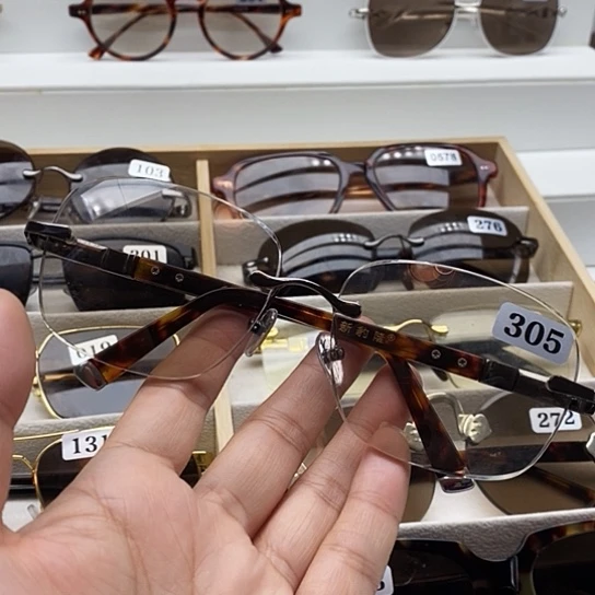 无框款纯天然石头水晶眼镜