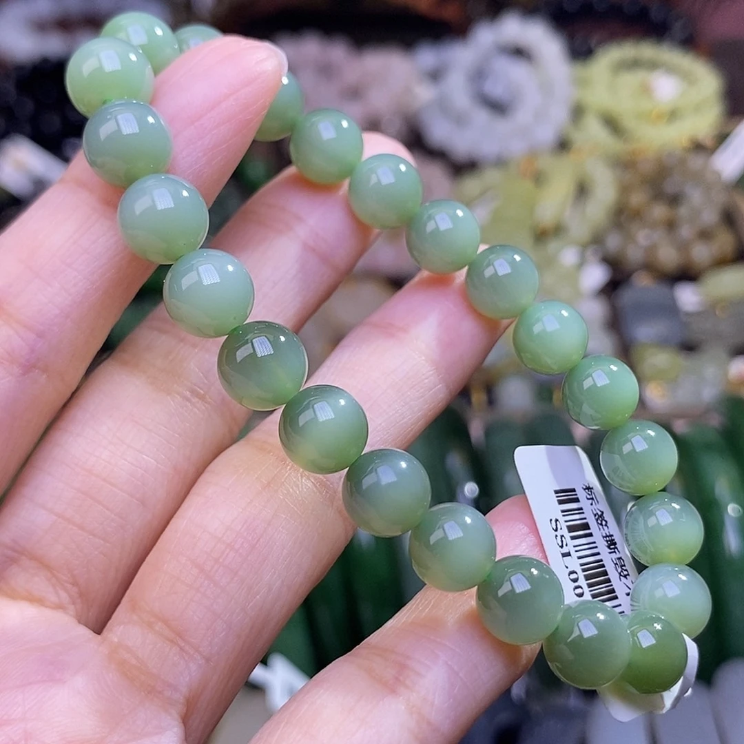 和田玉未镶嵌颈饰毕业级碧玉猫眼手串8m