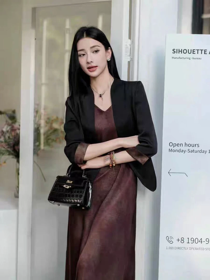 T83329款时尚国风长袖气质显瘦春季设计感套装