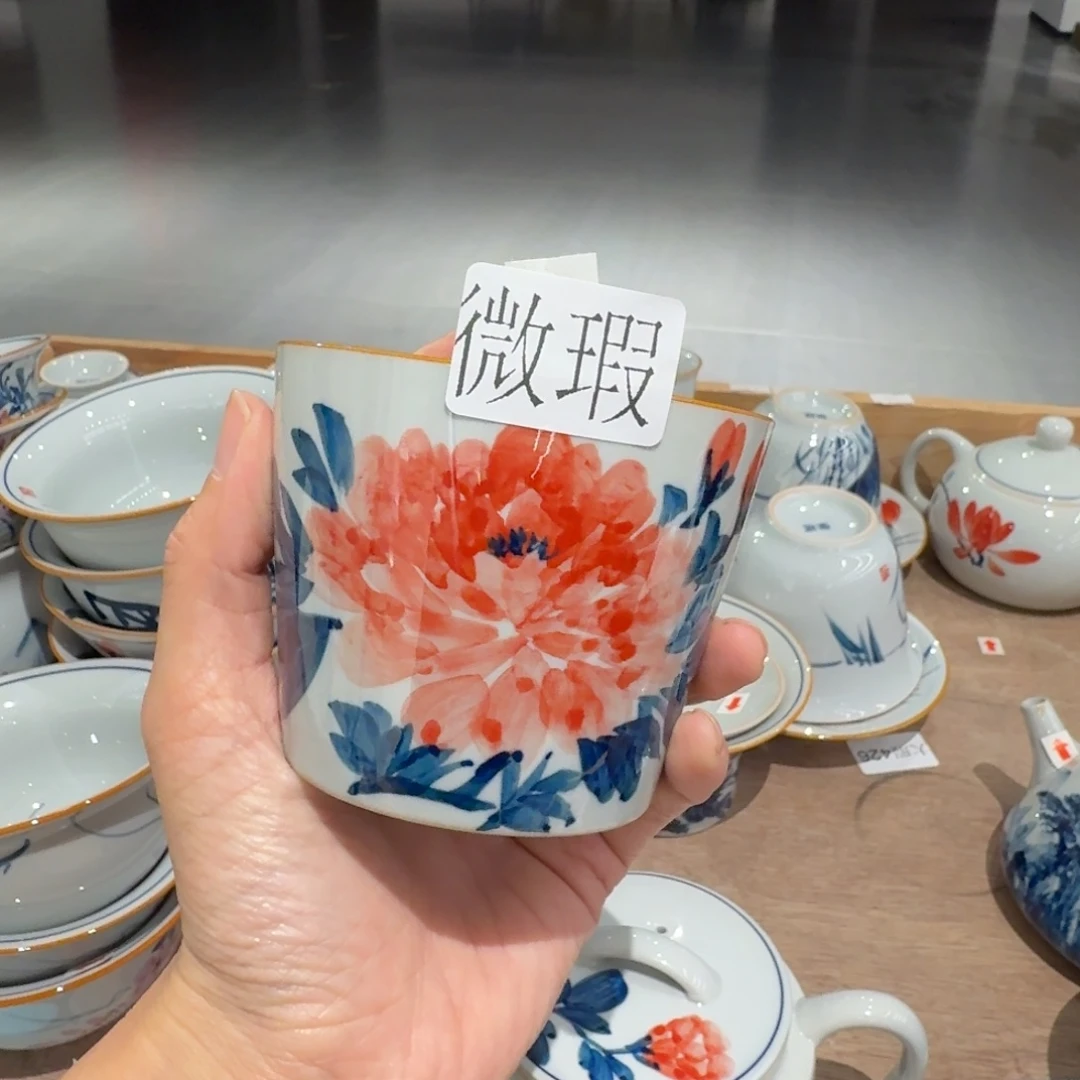 釉下手绘茶具微瑕