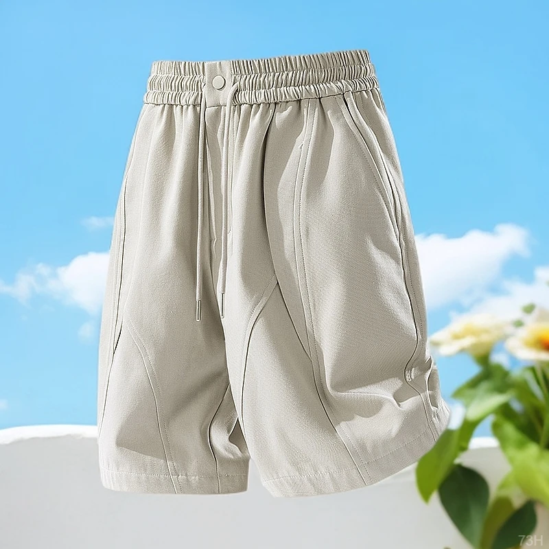 玛斯柏纯棉短裤男士夏季薄款凉感透气宽松直筒运动休闲五分中裤子