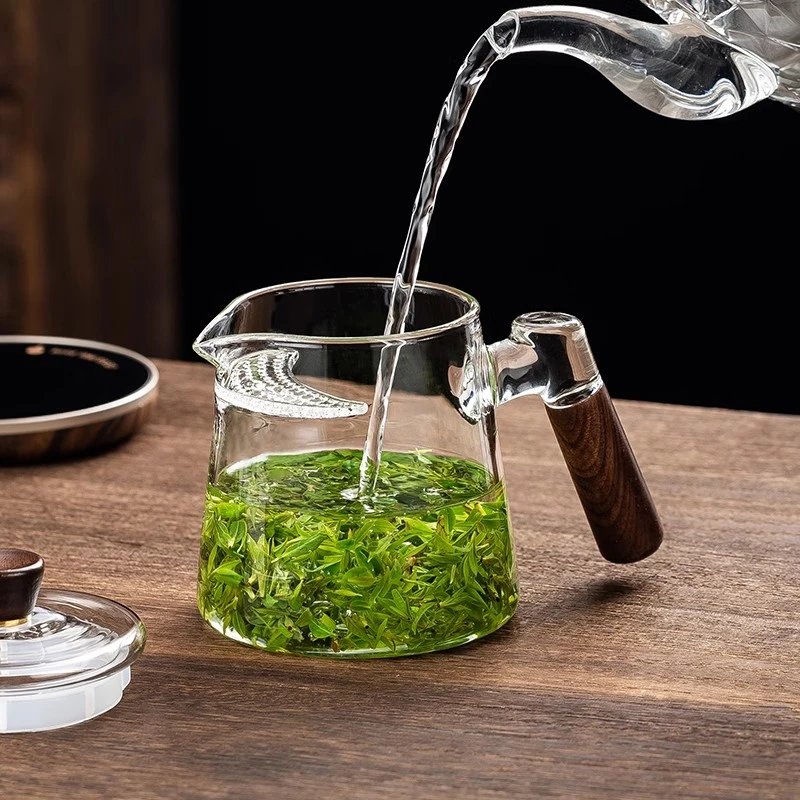 大容量高档月牙带茶漏过滤网一体玻璃茶壶泡绿茶器小茶壶一人用