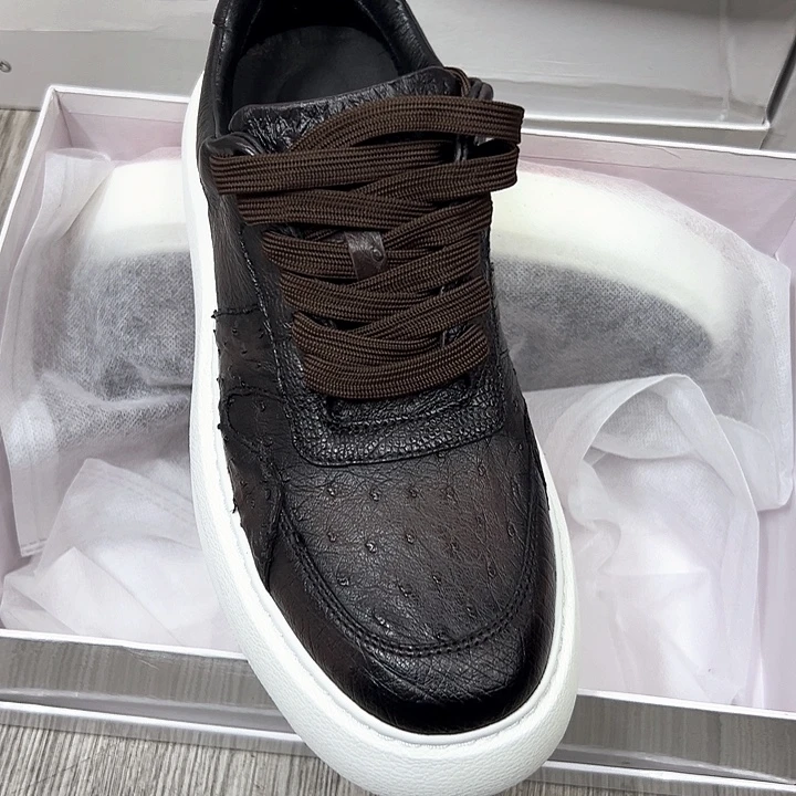 织物咖啡色鸵鸟板鞋39