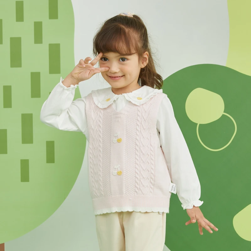 cucutas儿童女童春秋款春季宝宝长袖纯棉白色百搭T恤CY24SPW717