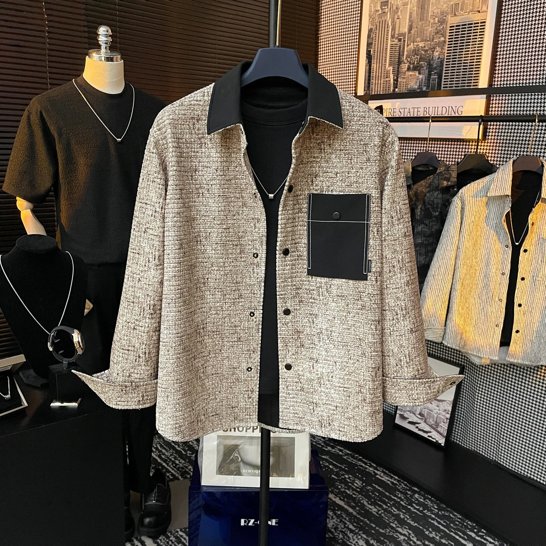 【BJ】设计高定原创高级感纯色休闲百搭小香风口袋长袖翻领衬衫