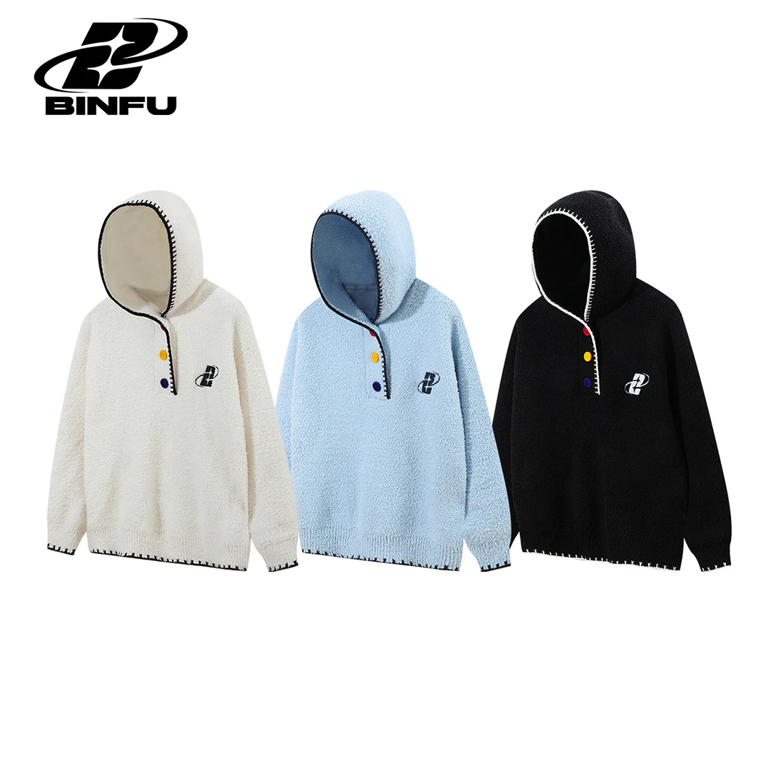 MADE BINFU 休闲复古风男女同款情侣装慵懒感 宽松连帽毛衣