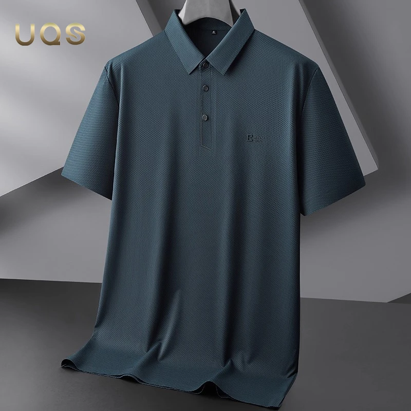 大码夏季男士冰丝POLO衫宽松舒适轻薄凉感弹力简约日常经典百搭款