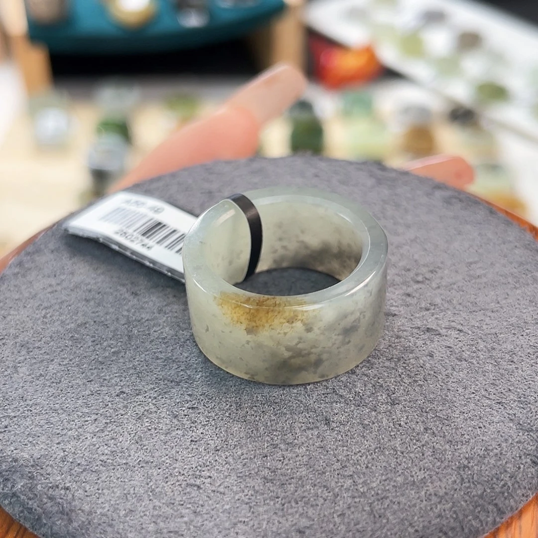 和田玉未镶嵌戒指c79 点墨糖直切17.9