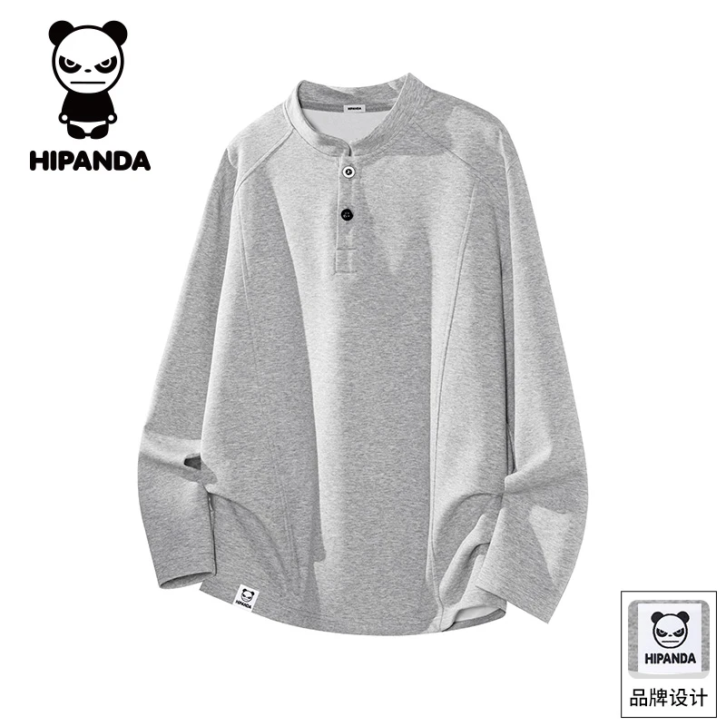 HiPanda你好熊猫打底衫上衣秋季潮流百搭宽松休闲轻奢男士长袖T恤