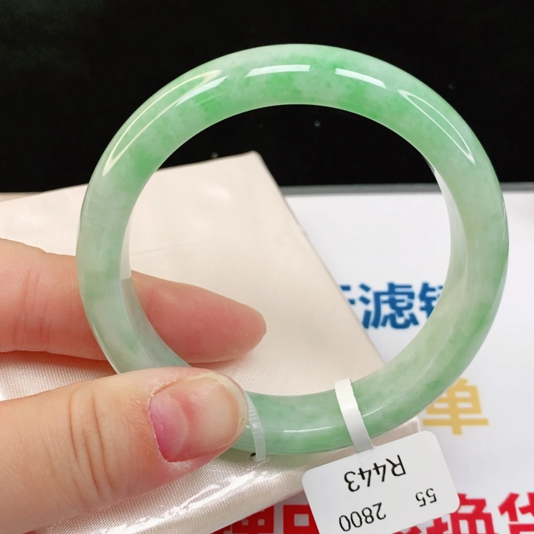 翡翠手镯未镶嵌纯天然缅甸A货翡翠55.4