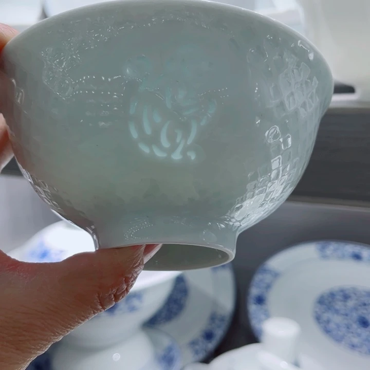 青花瓷器5寸饭碗。猴