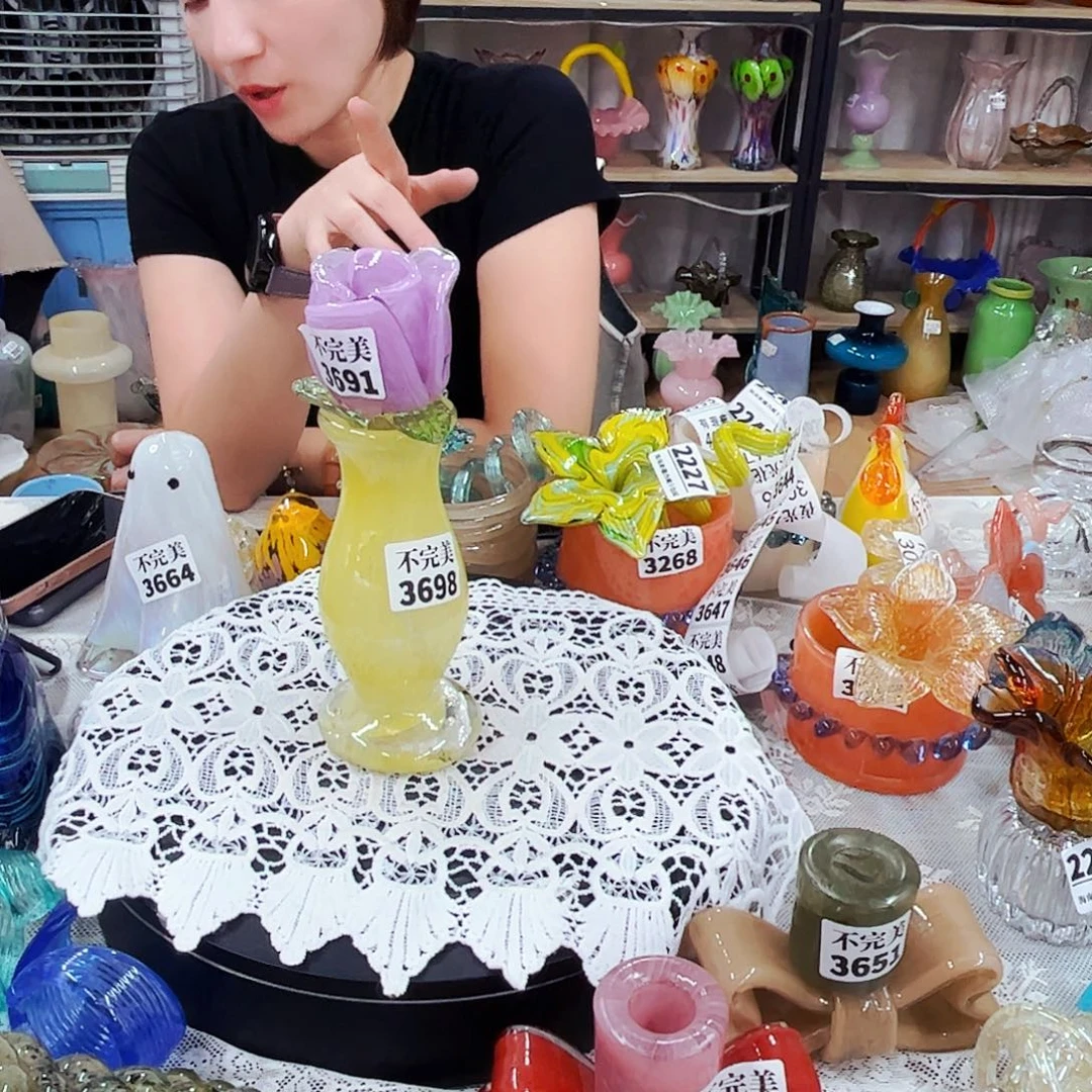 一套 1花1瓶 家悦琉璃工艺品不完美