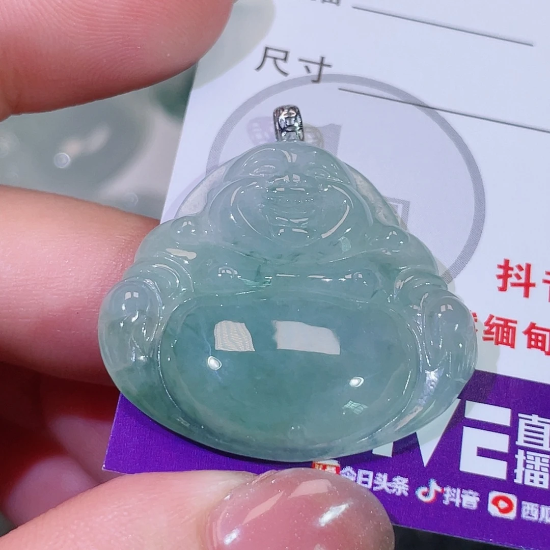 翡翠18K金镶嵌颈饰佛公