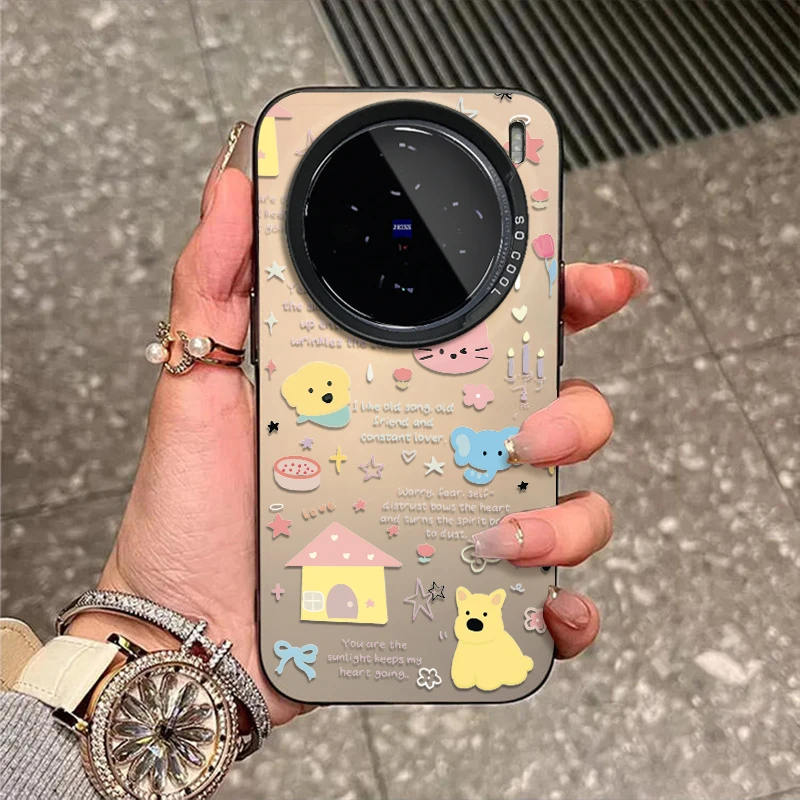 卡通猫狗适用vivox300手机壳x200新款x100磨砂x90防摔x80彩银外壳