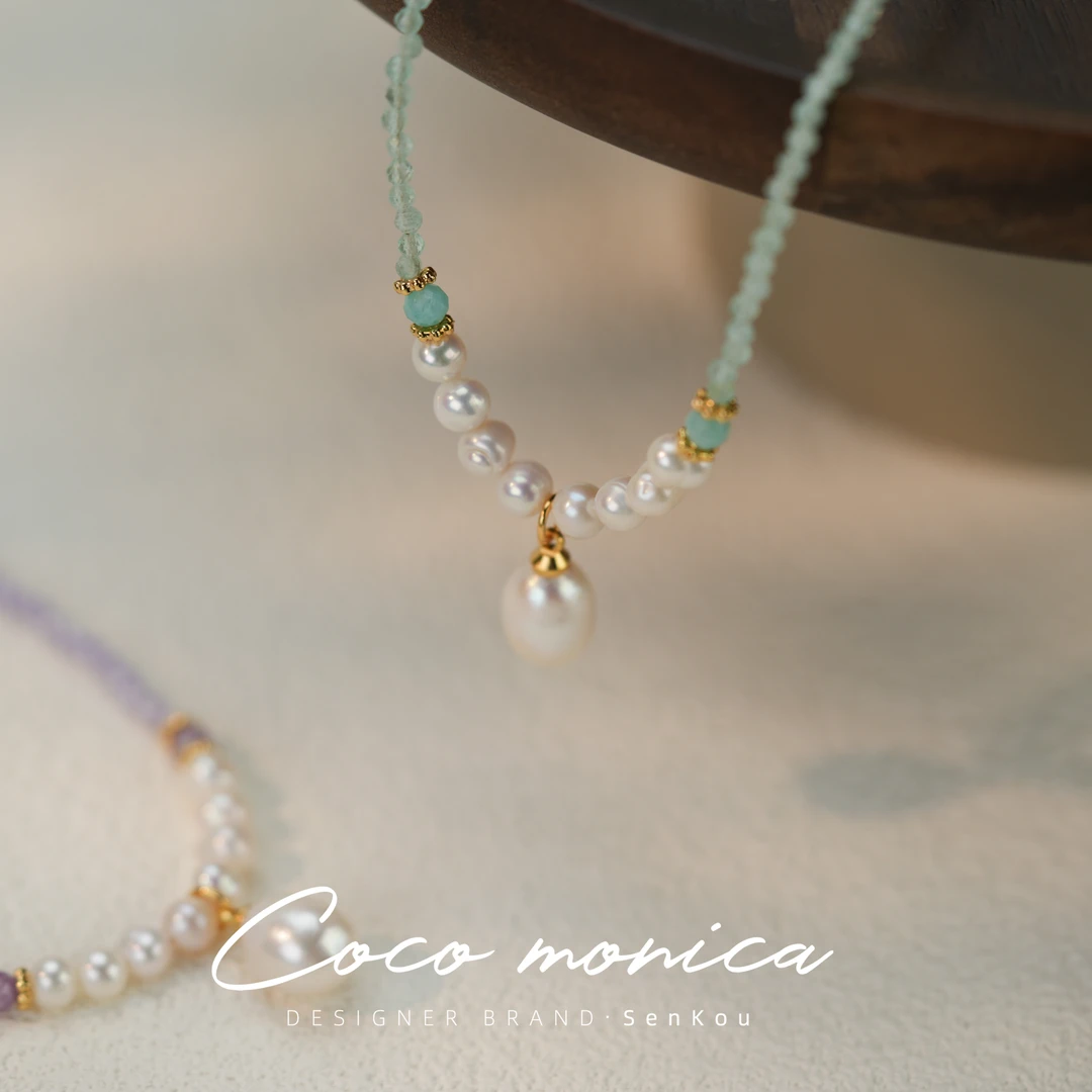 【小霞珠宝】项链法式彩色设计师优雅拼接AB221