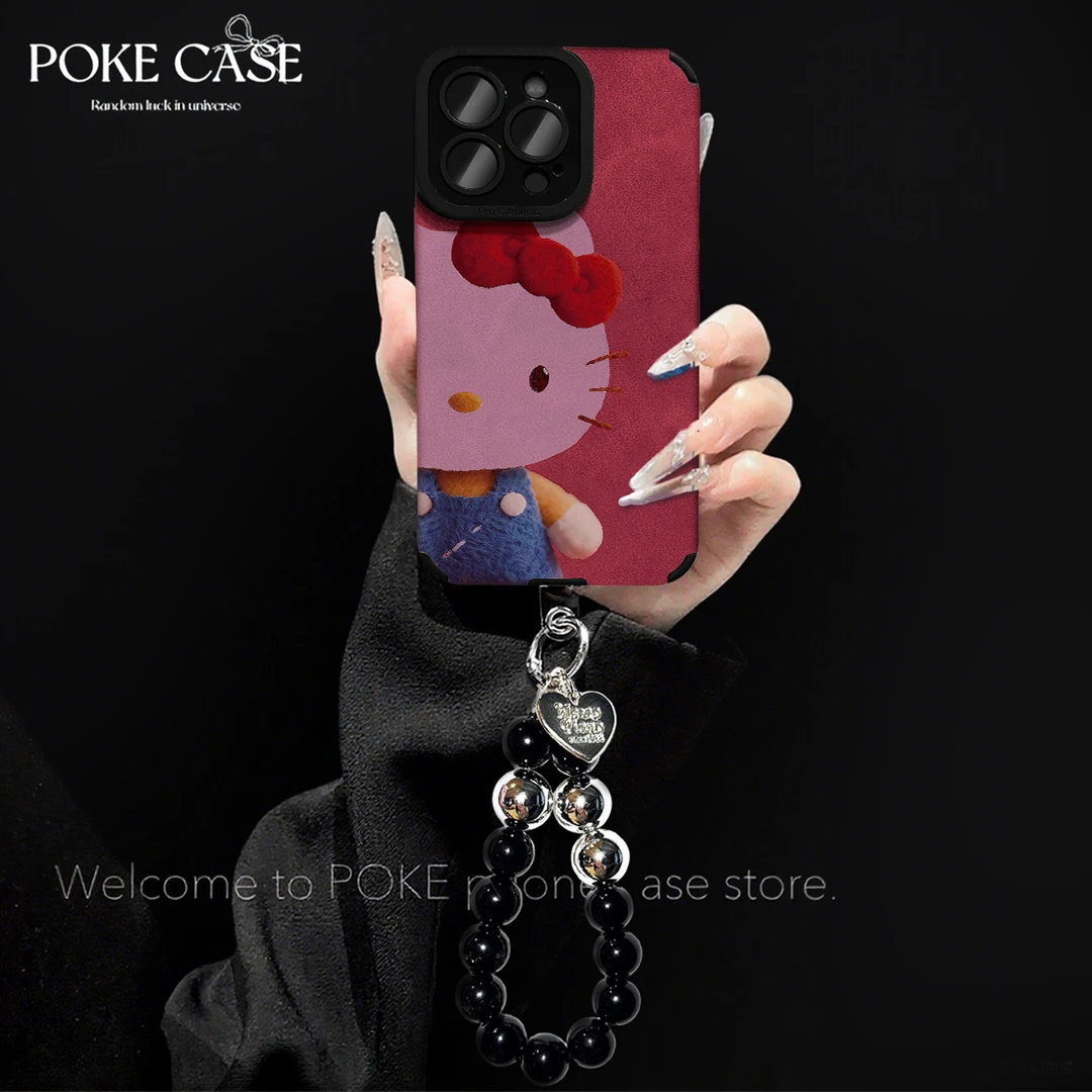 轻奢瞳眼可爱KT猫适用于苹果17PRO华为vivo小米oppo手链手机壳