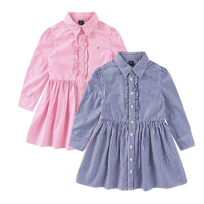 019女童春秋小马休闲府绸棉长袖连衣裙