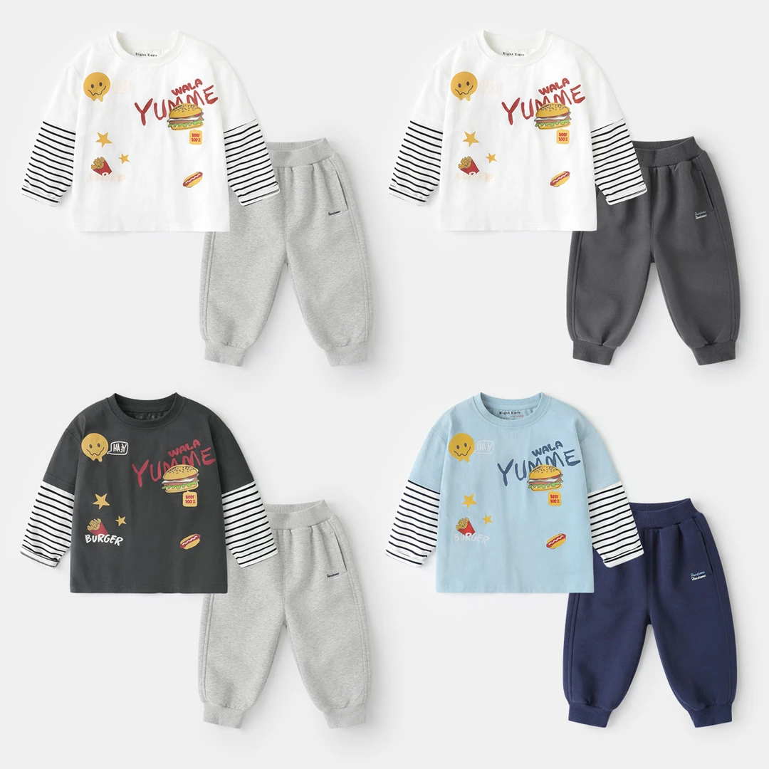 【童趣假两件套装】男童上衣牛仔裤春秋新款童装儿童休闲洋气UZ623