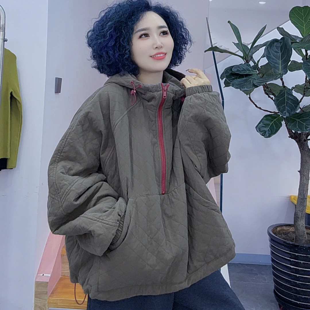 琦琦家新款半拉链撞色慵懒风棉服【53871】