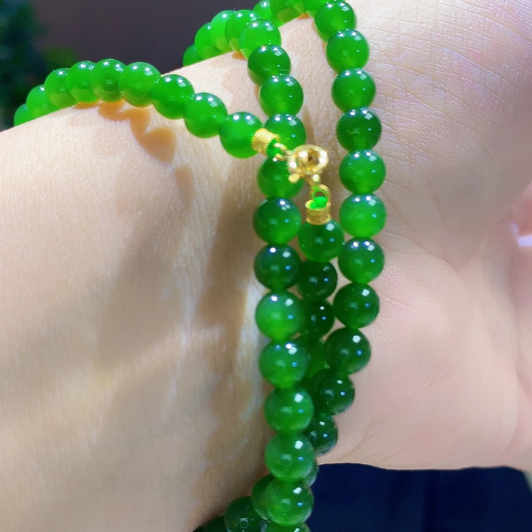 和田玉（碧玉）18K金镶嵌颈饰