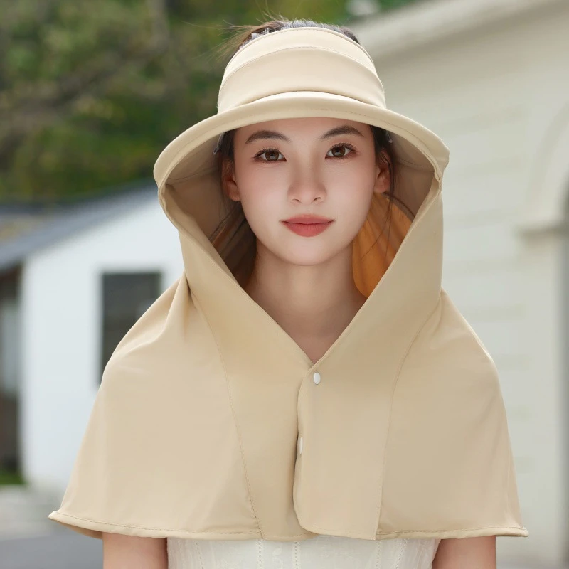 夏季防晒帽女户外全方位护颈遮脸渔夫帽子防紫外线遮阳披肩遮阳帽