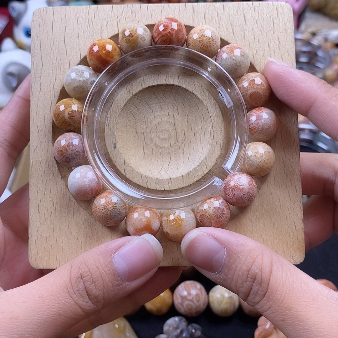 ****晶硅化珊瑚（珊瑚玉）手串未镶嵌