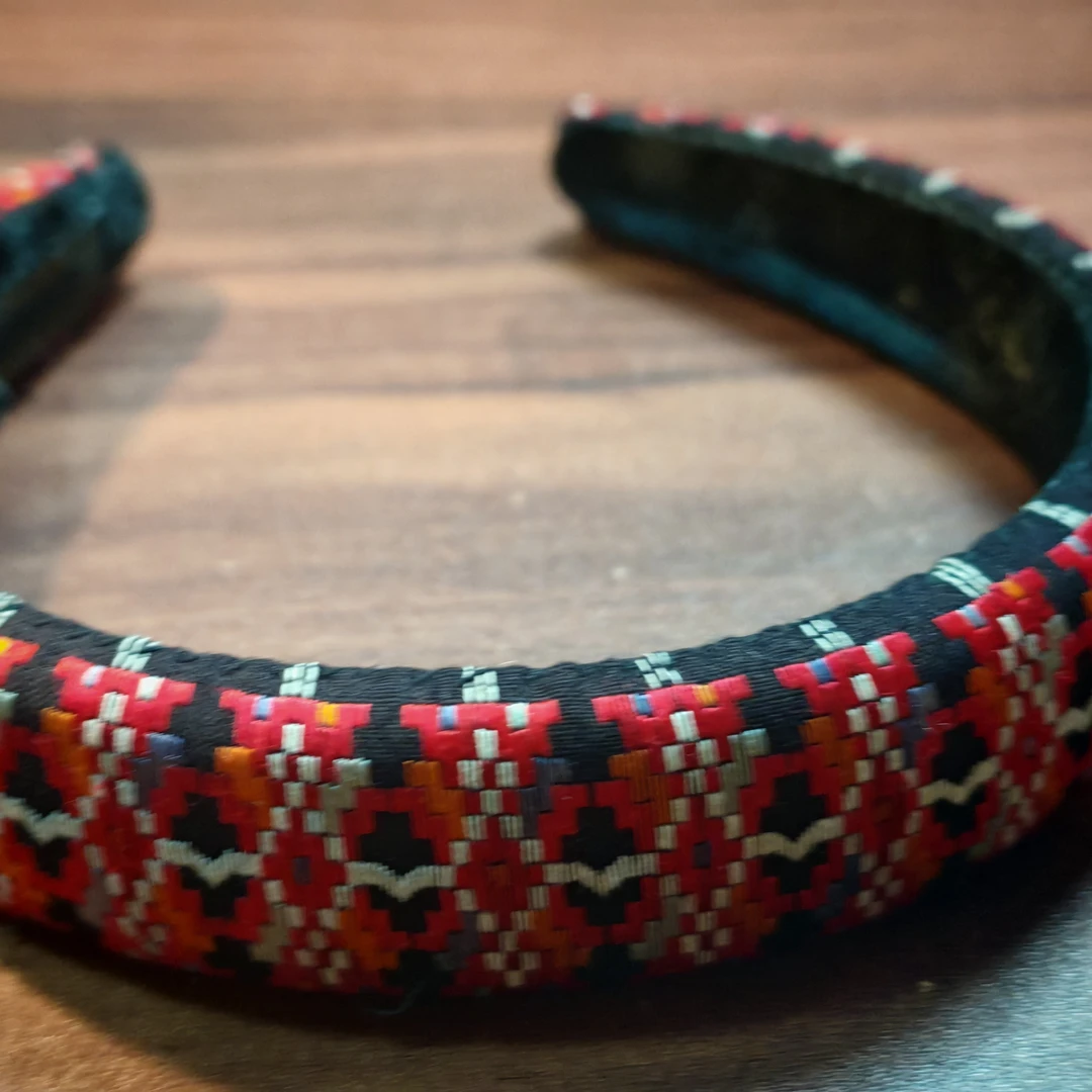 蜀纱绣气质秋冬绣发箍宽边头饰彩色时尚发饰头箍复古红色鸿运当头