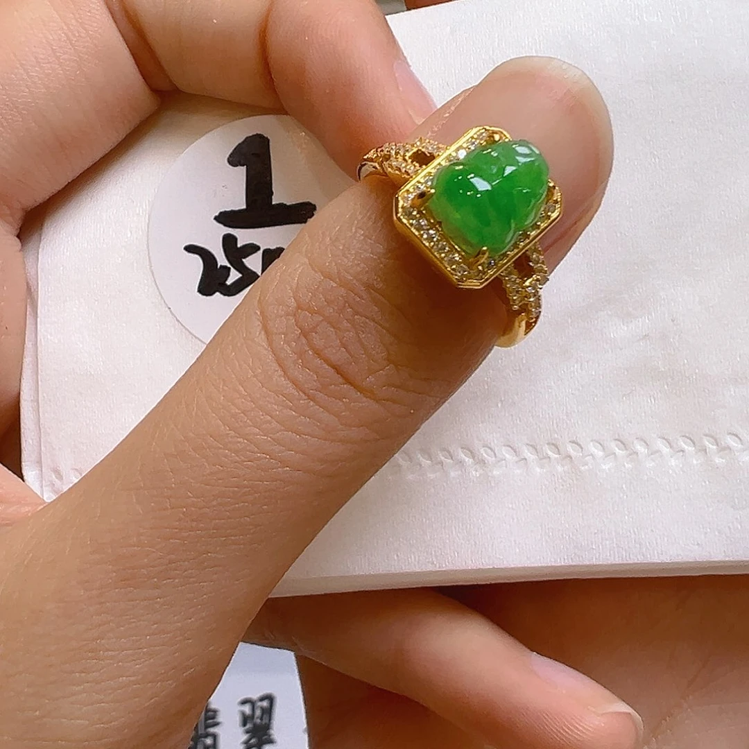 翡翠戒指银S925镶嵌翡翠