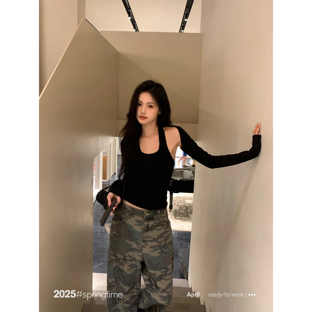 SUNONEONE 时尚休闲套装女夏季长袖披肩修身吊带背心两件套H0973C