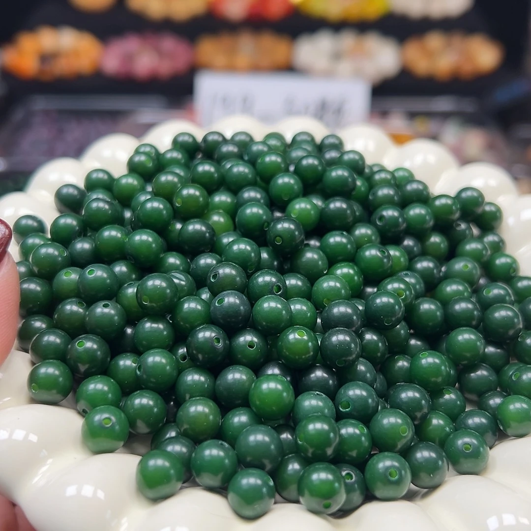 菩提根/象牙果手串卡8主母绿圆500颗