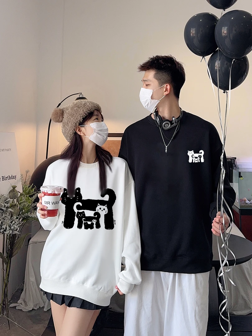 【两件装】issnayas猫咪保暖圆领情侣装舒适潮流秋冬休闲宽松卫衣