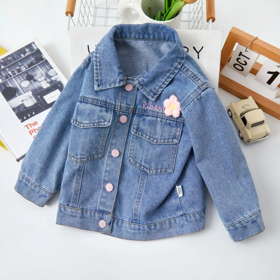 【SP0133】洋气春季休闲女宝牛仔刺百搭绣欧风外套小诺