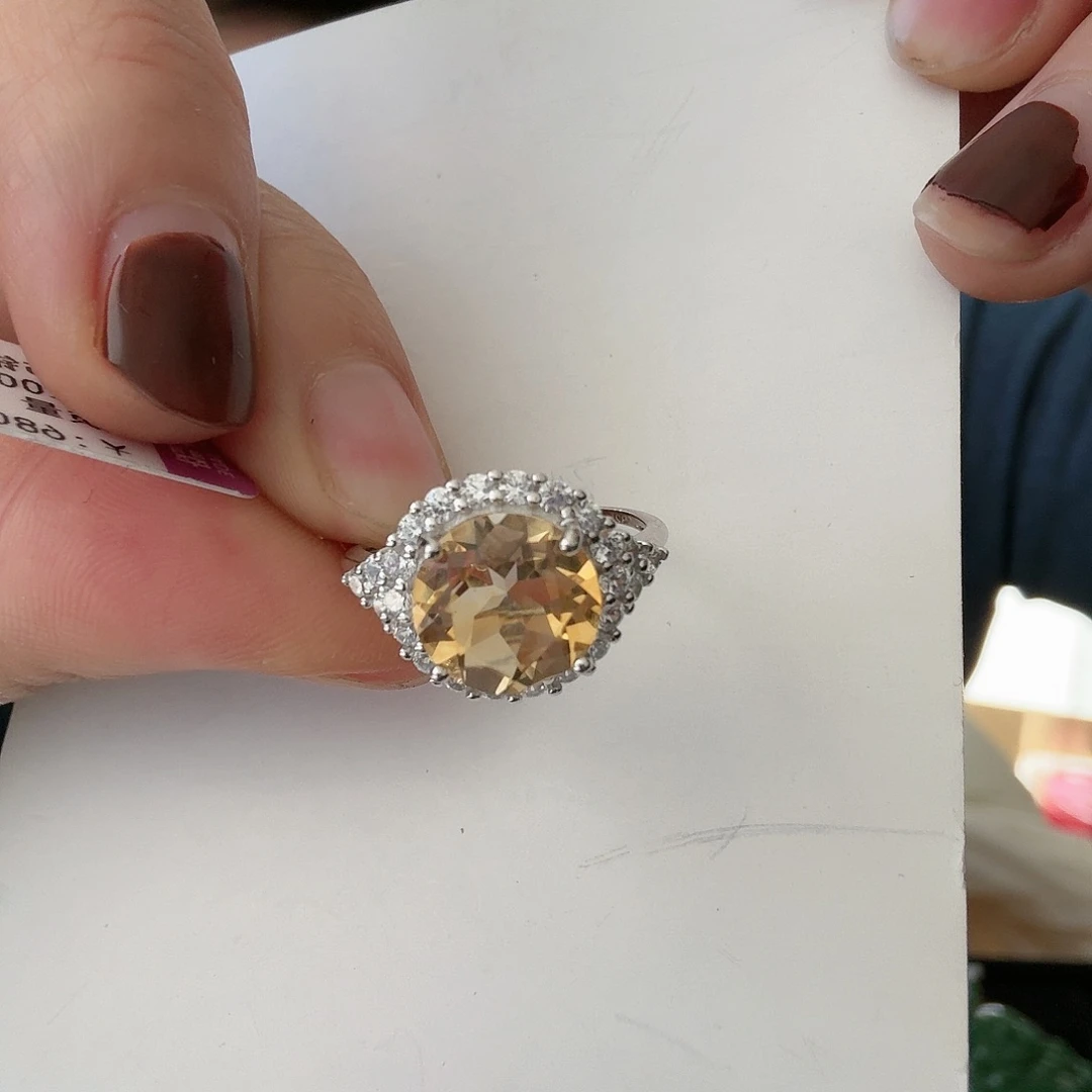 水晶W戒指活口银S925镶嵌