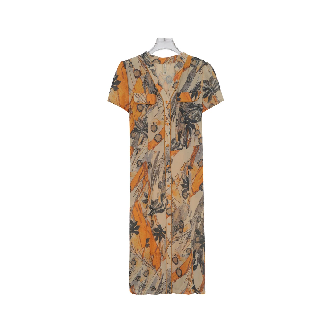 复古港风V领夏季中长款气质时尚中长款连衣裙Z155