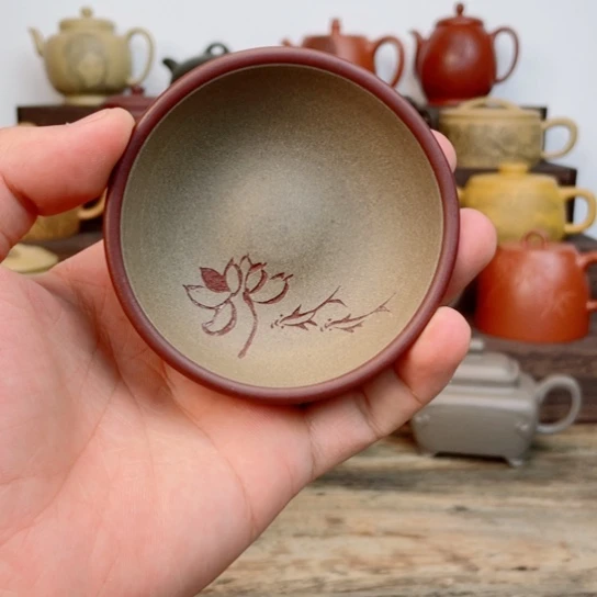 茶壶紫砂普洱杯紫泥40cc