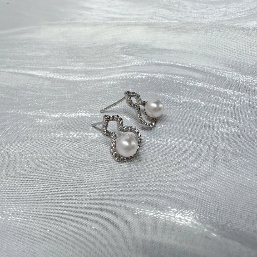 海水akoya珍珠耳钉 5-6mm 【特选】 S925银