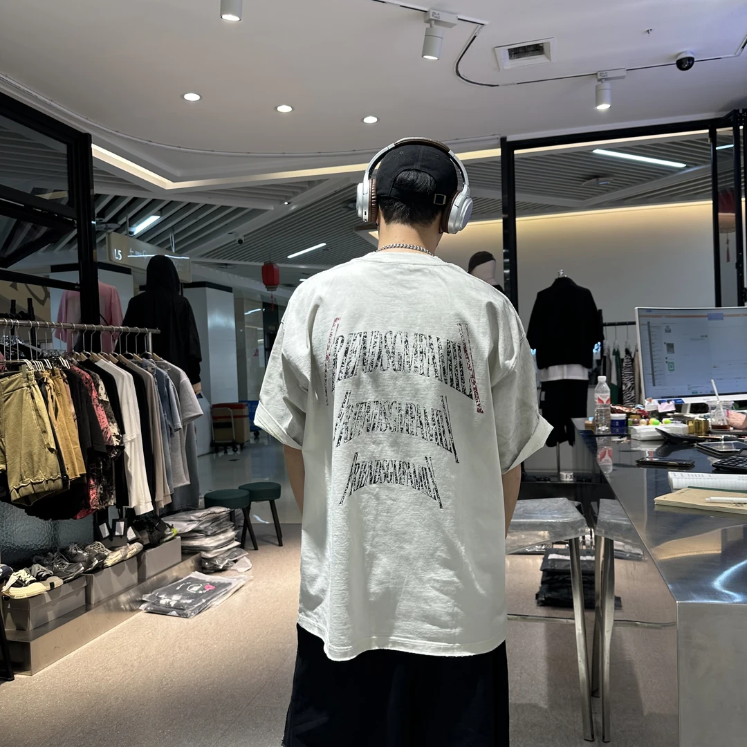 夏季复古做旧水洗短袖