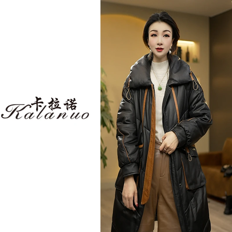 【卡拉诺】新款面包领潮流时尚绵羊皮鹅羽绒P-2397