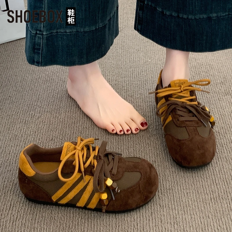 SHOEBOX鞋柜复古德训鞋女款2025新款秋季休闲鞋子百搭阿甘女鞋