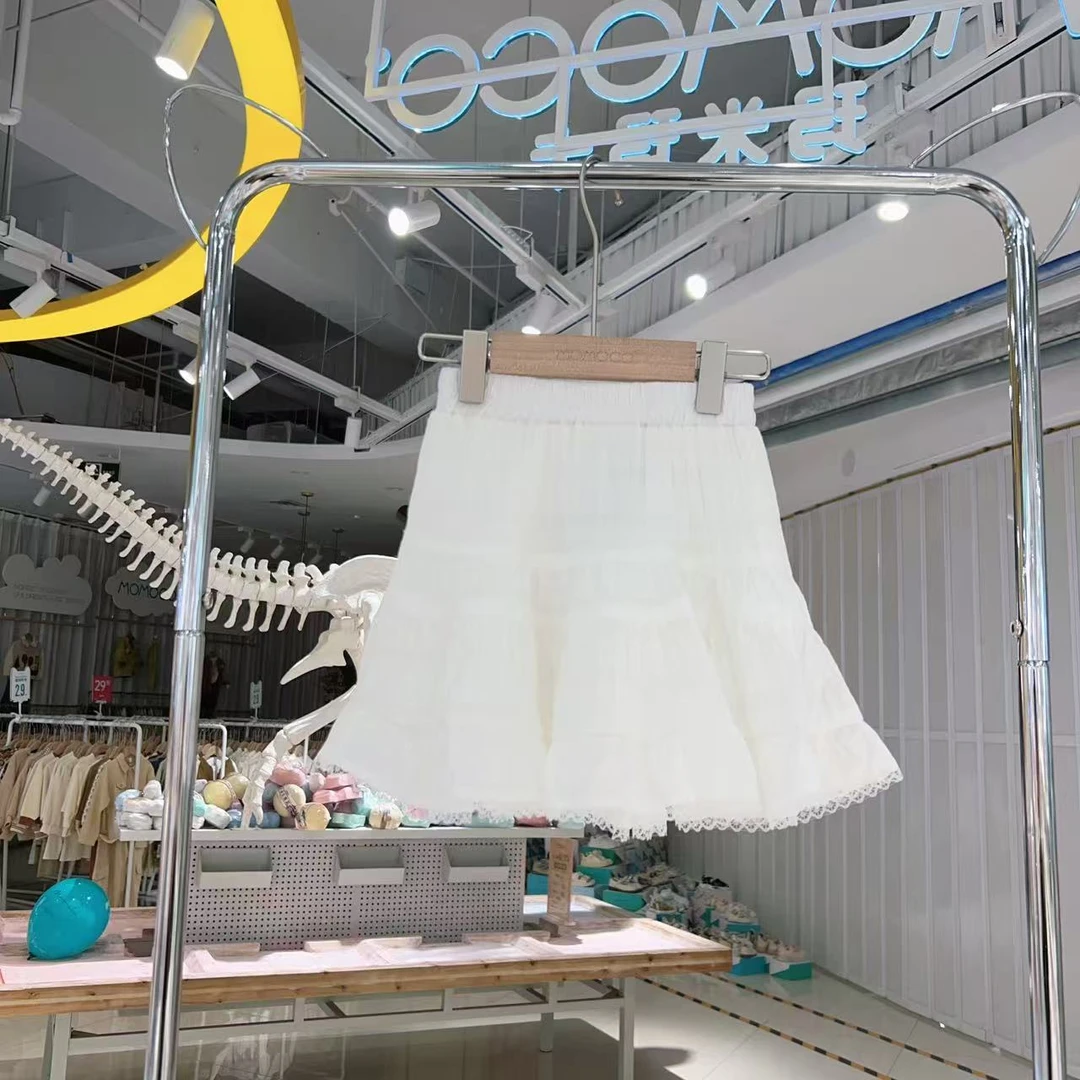 MOMOCO一秒入夏女童新款2025百搭纯色花边时尚半身裙77630472001