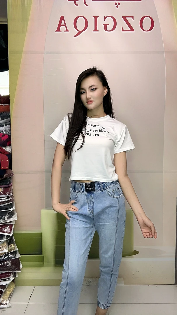 2种颜色牛仔裤夏季高腰弹力休闲包邮女款 881122