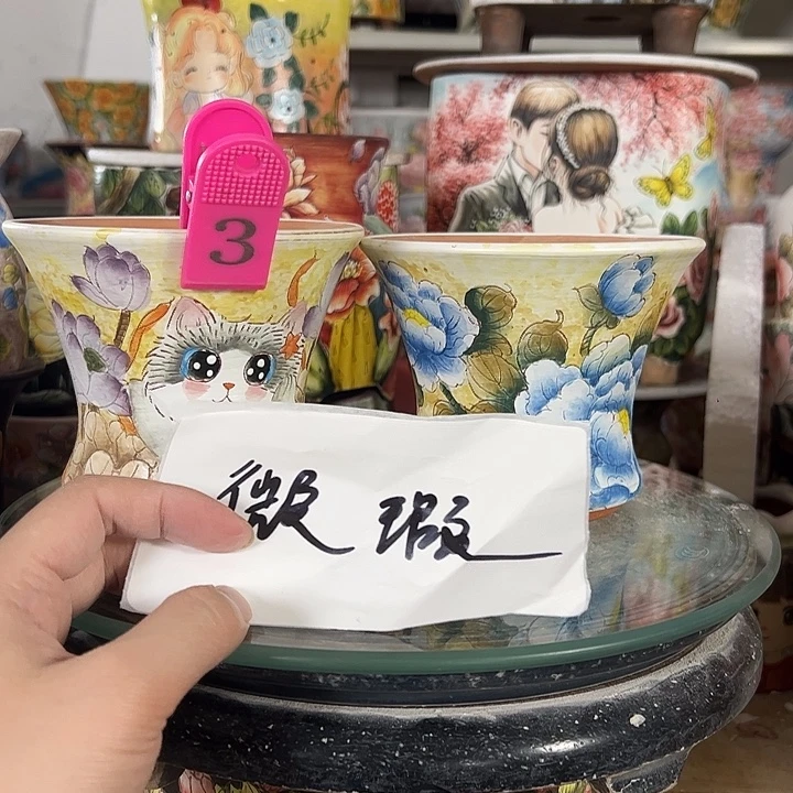 满38包邮 景德镇幸运花盆
