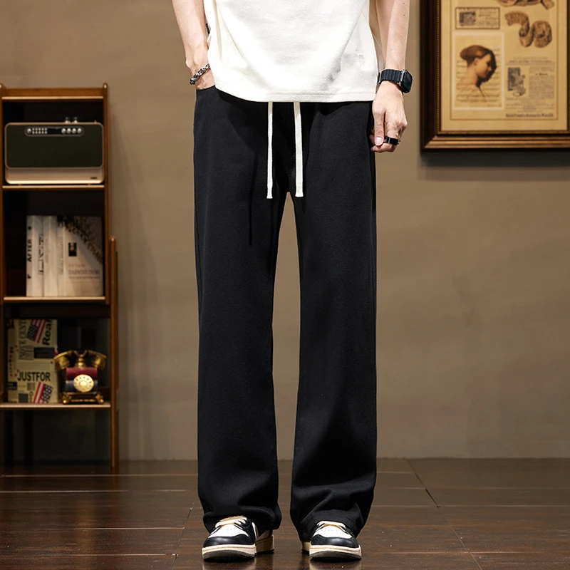 简约百搭基础款抽绳牛仔裤男2025春季日系宽松舒适直筒长裤青年休