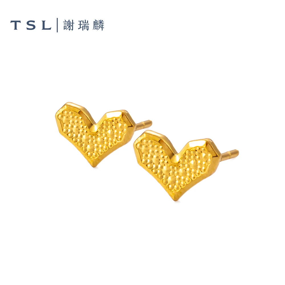 TSL/谢瑞麟【3期免息】心尖尖耳钉女款足金时尚送女友送妈妈