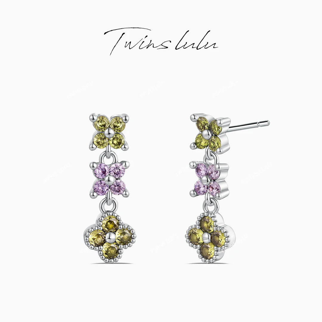 TWINS LULU 流光风  秋上新时尚设计师气质多巴胺花花耳环TSL2173